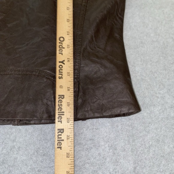 Andrew Charles Moto Jacket‎ XS Brown Faux Leather Chain Detail Asymmetrical Zip - Picture 13 of 15